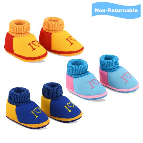 SMARTOTS New Born Baby Shoes Booties/Baby Footwear/Infant Shoes/Baby Footwear/Infant Shoes, Combo Set Pack of 3 Skin Friendly Comfortable Baby Socks Shoes for 0-9 Months Unisex Baby