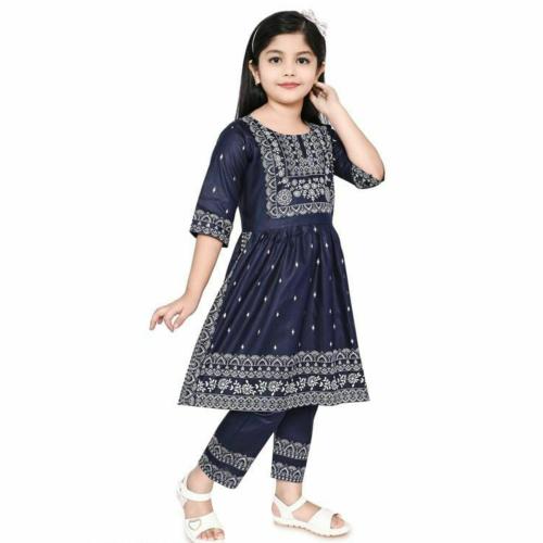 MYTEX FASHION Nayara Cut Kurta and Pant for Baby Girls | Traditional Kurta Pant | Kurta and Pant | Kids Kurta Pant | Color-Blue | Size-9-10Y