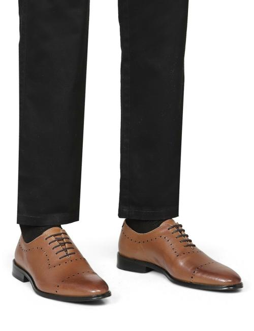 Hats Off Accessories Genuine Leather Tan Whole Cut Oxfords