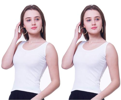 SPLASH Women White And White Pack of 2 Camisole Slip M_White