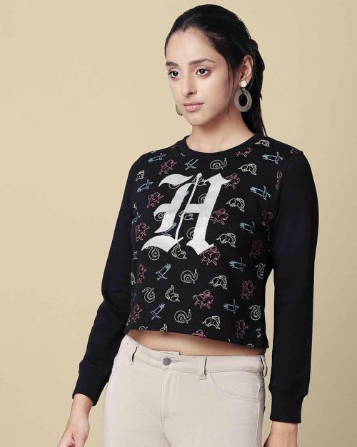 Free Authority Women Harry Potter Printed Black Sweatshirt