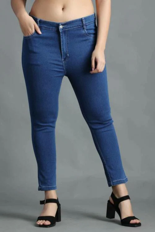 Pompous Women Slim High Rise Dark Blue Jeans - JioMart