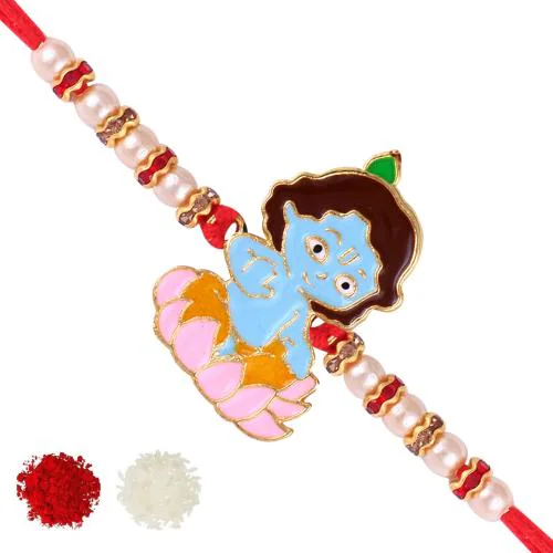 Bal Krishana Cartoon rakhi for sweet kids with beads, pearls [VFJ1149RKG ]  - JioMart