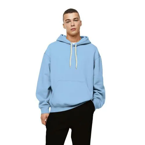 FUNKY MONKEY Mens 100% Cotton Plain Oversize Hoodie Sweatshirt with White Thick String