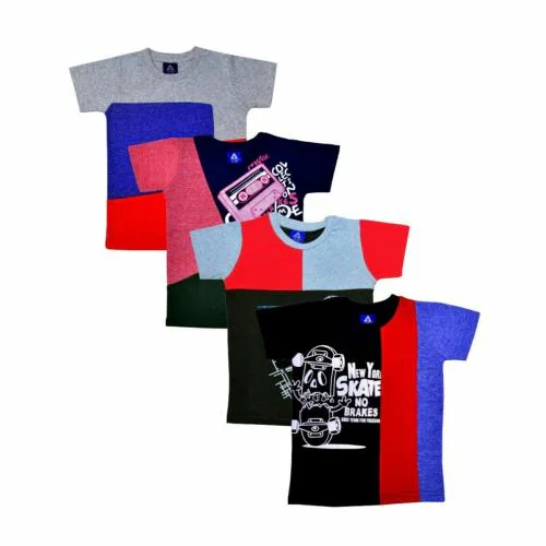 Buy Esteem Kids Colorblock Cotton Boys Tshirt (Pack of 4) Online at