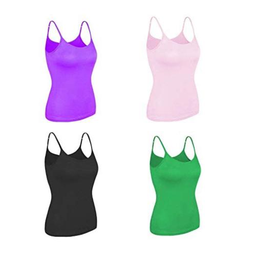 Neotea Women's Adjustable Strap Slip Multicolour Camisole Top Inner wear - Pack of Four 95 cm