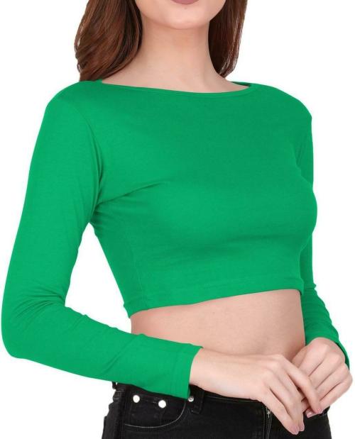 The Blazze Women Relaince Green Solid Cotton Blend Blouse, Large