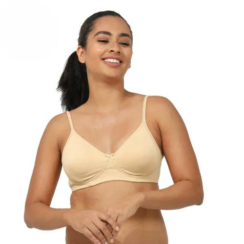 ENVIE Women's Basic Cotton Bra with Foam/Non-Padded, Non-Wired Bra/Ladies Innerwear Daily Use T-Shirt Bra - Nude (36C)