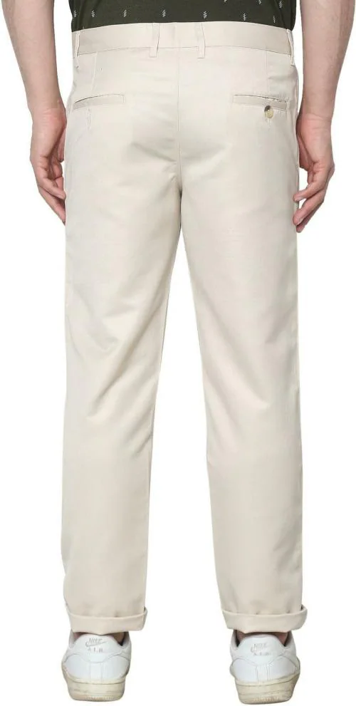 AD & AV Men Beige Solid Synthetic Single Casual Trousers