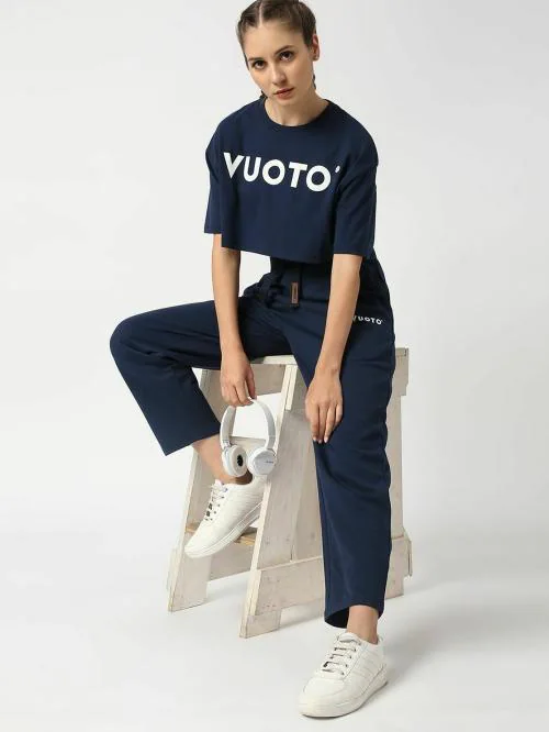 VUOTO Relaxed Fit Co-ords Set - NAVY (Short Sleeves)