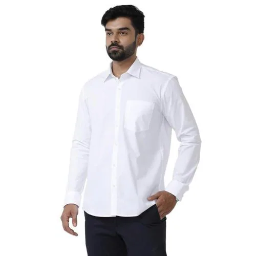 UATHAYAM Solar King Cotton Full Sleeve Solid Slim Fit Formal White Shirts for Men(Pack of 1)