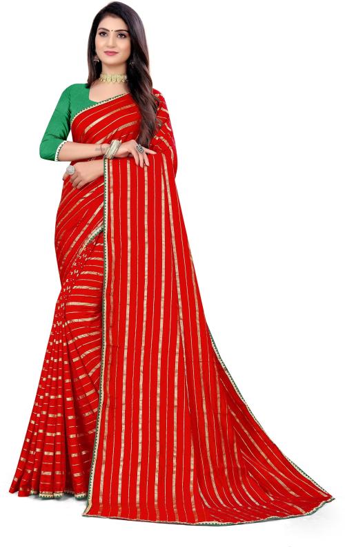 Shrisharvada Trandz Women Red Printed Art Silk Pack of 1 Leheria Saree