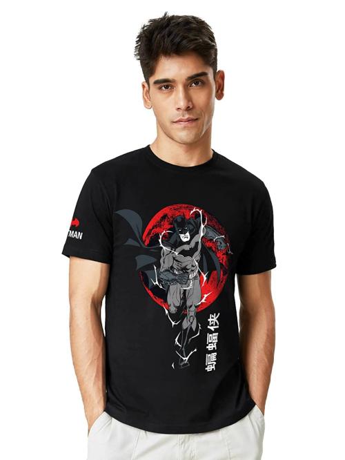 The Souled Store Men Black Printed Cotton T-Shirts