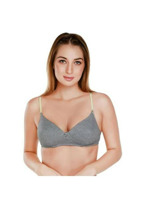 Daisy Dee Women's Cotton Seamless Lightly Padded Wirefree Full Coverage T-Shirt Bra - (D.Grey, 38B)