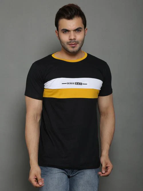 HORSE RACE TREANDY TSHIRT FOR MEN - BLACK_M