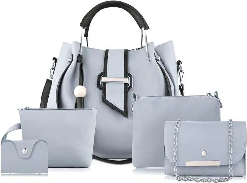 Fargo Grey Leatherette Handbag (Pack of 5) (Grey_LightCare-FGO-266-4)