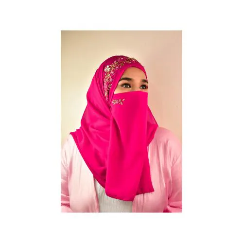 WRAP MY HIJAB Luxury Bridal Hijab Scarf With Handwork Naqab