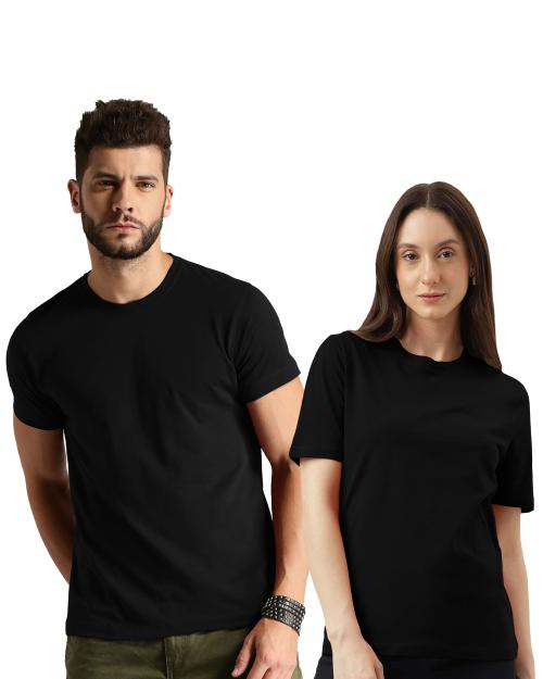 Twinny Zone Couple T-shirts Cotton | Plain Tshirts for Men Women Plain Husband Wife Love (Set of 2 | Regular Fit | PlainHS)