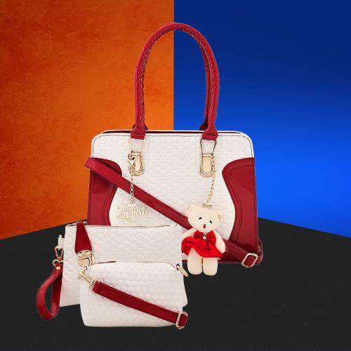LaFille Maroon Handbag For Women & Girls | Ladies Purse & Sling Bag for Office & College | Set of 3 Combo - DGN144
