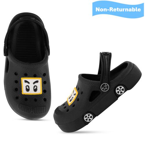 SMARTOTS Kids Dailwear Stylish & Trendy Black Low-top Breathable Slip-Resistant Lightweight EVA Clogs for 1 to 5.5 Years Boys/Girls/Toddler