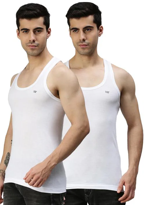 Lux Cozi White Vest for men's Pack of 2