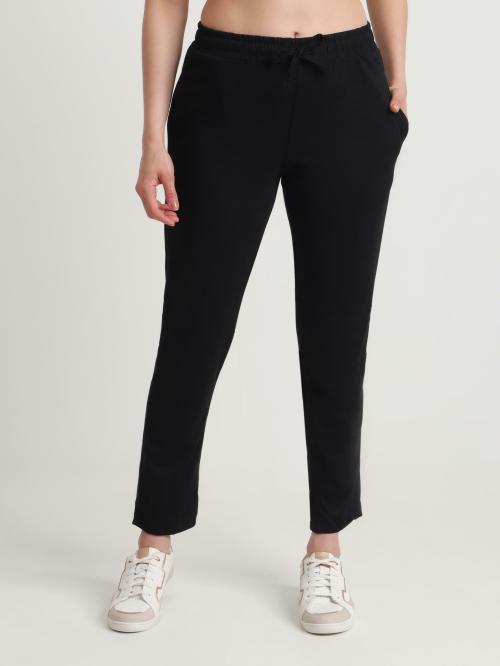 Buy T.T. Women Solid Black Track Pants Online at Best Prices in India