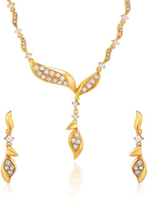 Buy Mahi Women Gold Plated Brass, Alloy Jewellery Set (White) Online at