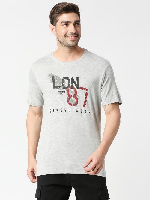 Grey Box Men Grey Pure Cotton Typography Round Neck T-Shirt (L)