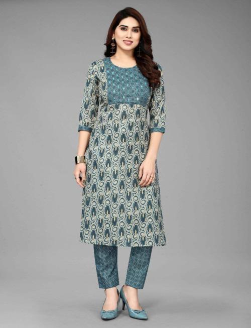 VNEED Women's Rayon Blend Straight Kurta Set Heavy Cotton Dress 3/4 Sleeve Kurta & Plazo Pant Set ( Size M & SET OF 1 )