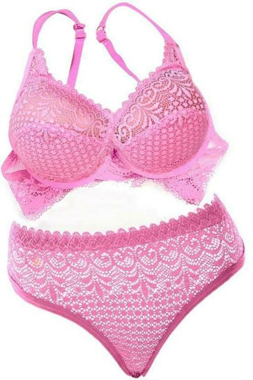 Buy DHANDAI FASHION Women Pink Self Design Lace Bra and Panty Set