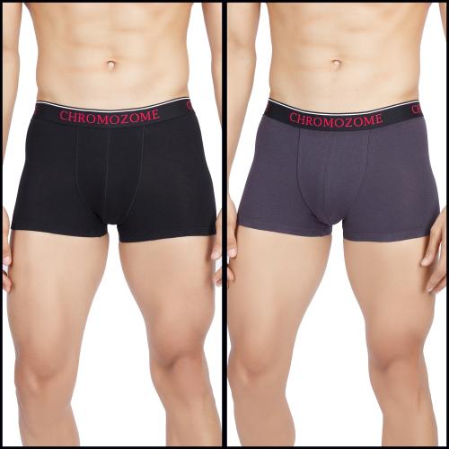 Chromozome Men MULTI 5 Solid Cotton Stretch Pack of 2 Trunks