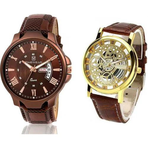 WATCHVERSE Analog Watch - For Men BROWN PATTA AND GOLDEN WATCH
