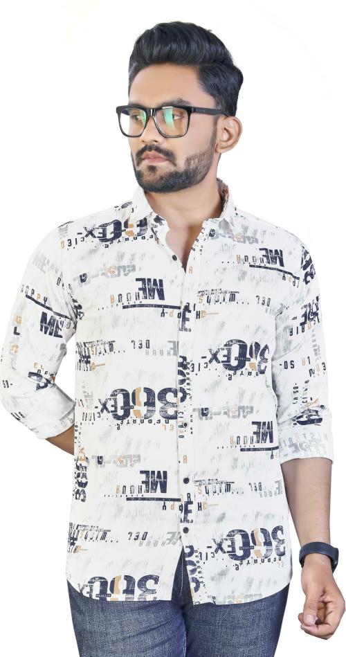 Buy Adwyn Peter Men White Printed 100 Cotton Single Shirt Online at