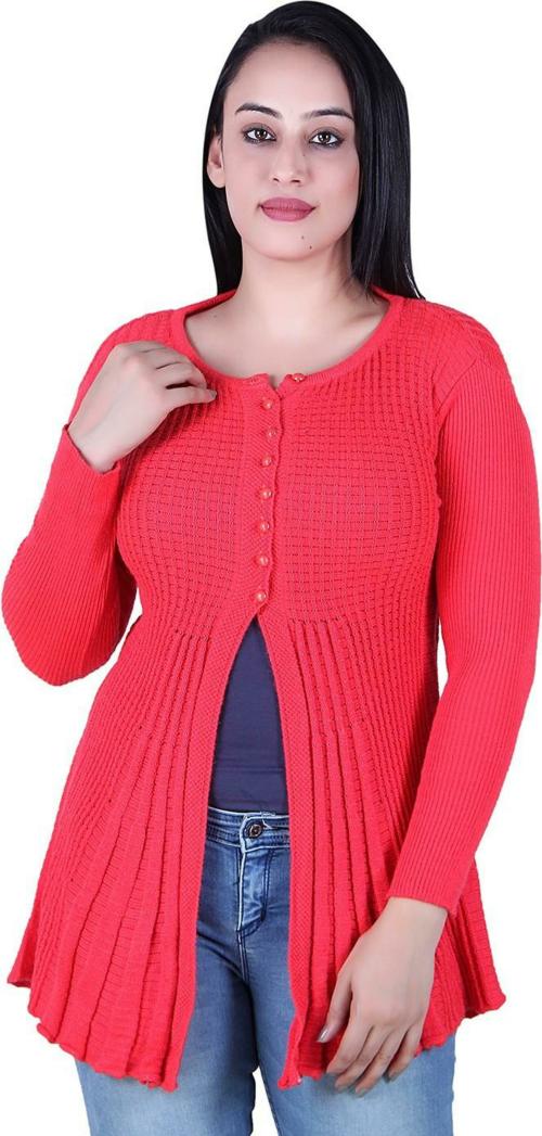 Ogarti Women Pink Solid Acrylic Blend Single Shrug