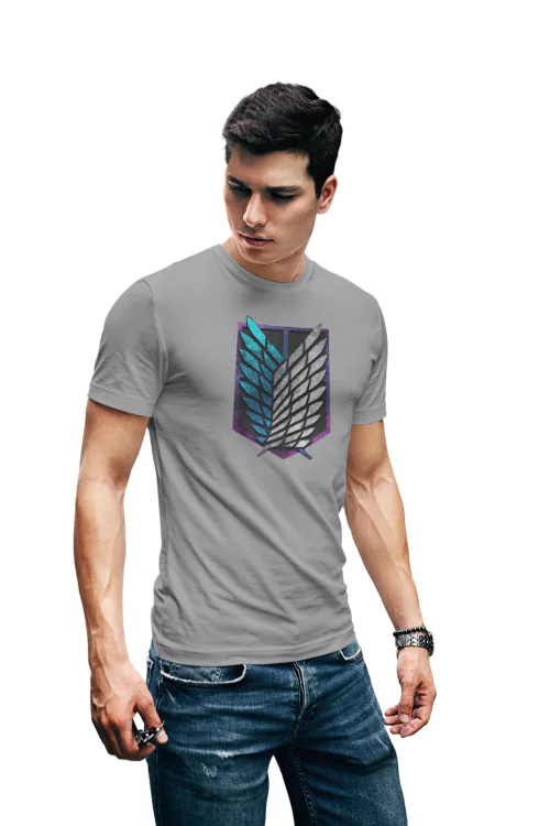 Grey - Large Scouts AOT Attack On Titan T shirt For Men TeesTheDay