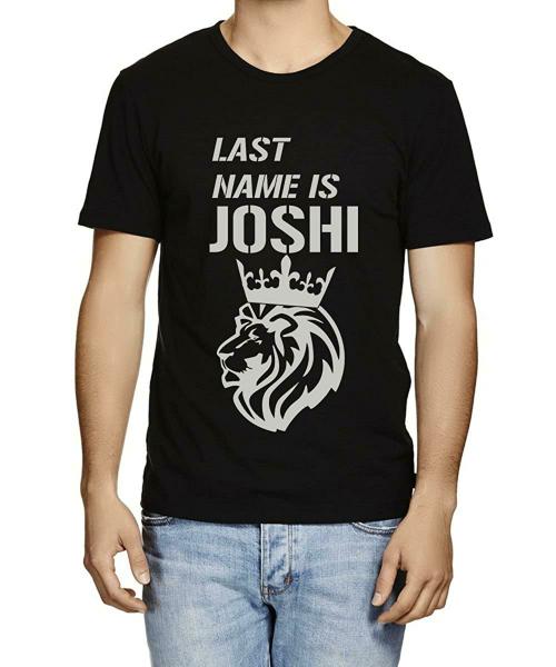Caseria Men Black Last Name Is Joshi Printed Graphic Cotton T-Shirt (Xl)