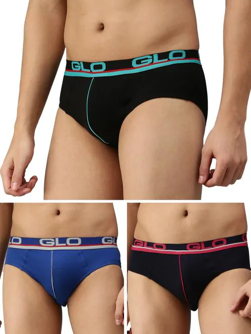 Men Pack Of 3 Pure Cotton Basic Glo Briefs
