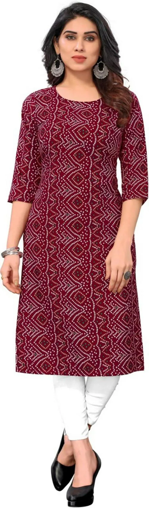 RASHMI SAREES Women's Crepe Printed Straight Kurta (Purple) Size:-M