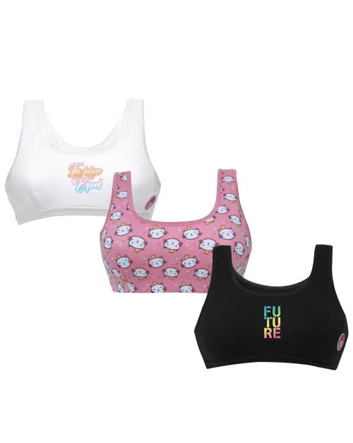 Dchica Be You Collection Spirited Set of 3 Double Front Layered Beginner Bras