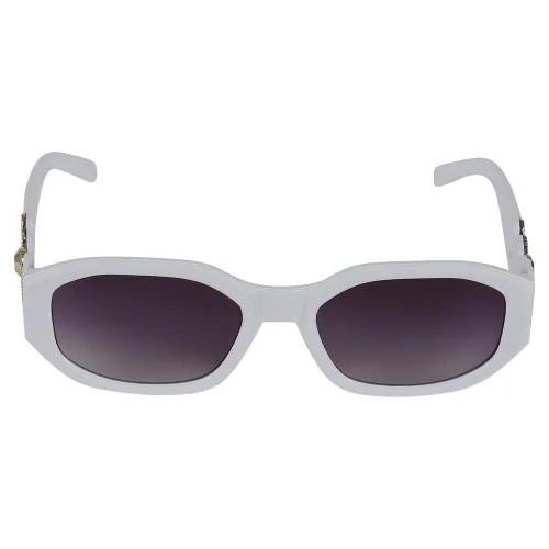 CREATURE Uv Protected Trendy Irregular Vintage Rectangular Unisex Sunglasses (SUN-073-WHT)