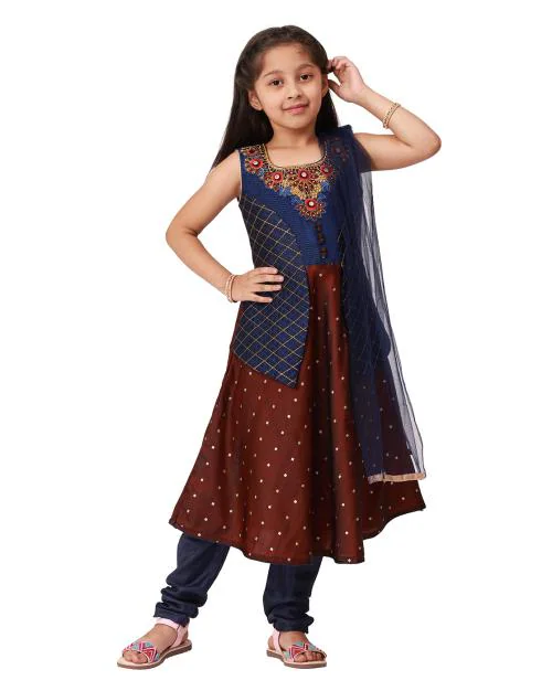 Aswini Girls Jacket Style Salwar Suit | Readymade Indian Girls Churidar Salwar Suit Jacket Style Top (Maroon,12-13 Years)