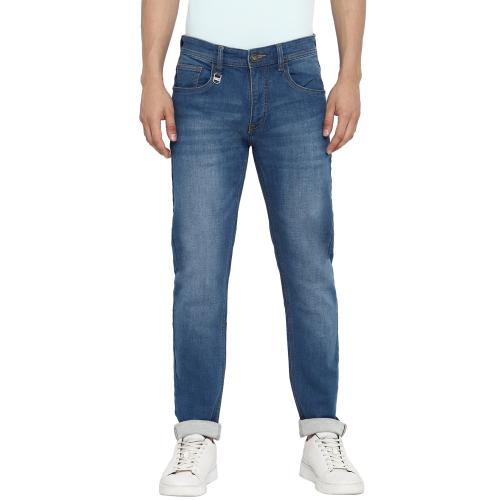 Buy Red Chief Solid Narrow Fit Blue Cotton Poly Lycra Casual Jeans for