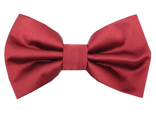 Leonardi Men Maroon Solid Satin and Microfiber Formal Bow Tie with Clip Hold - Standard size