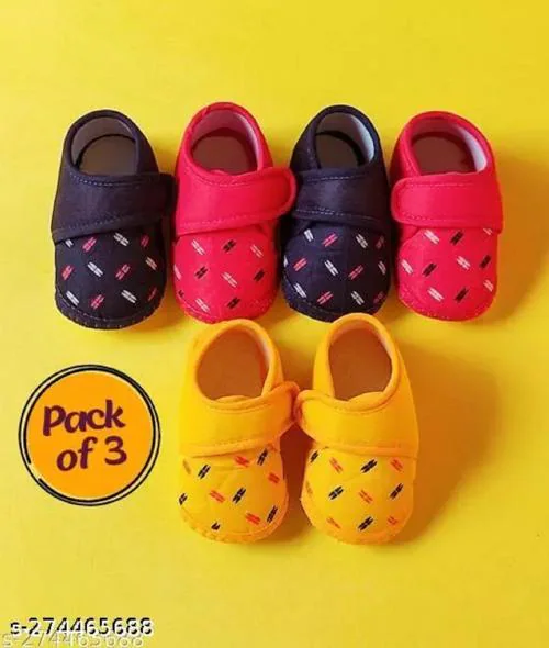 Outlife Baby Booties for Boys and Girls-Soft Sole Shoes for Newborn to 12 Months - Perfect Gift for Baby Showers and Birthdays Pack of 3