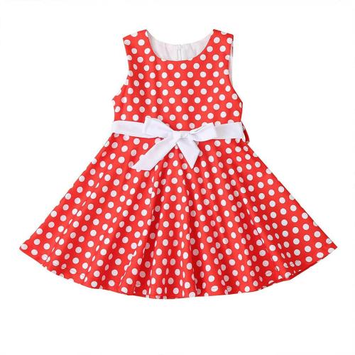 Naz Mannat Fashion Girls Red Polka Dots Polyester A-Line Frock