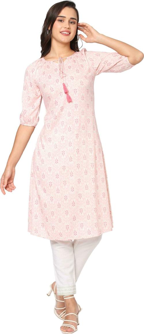 FUSION BEATS Women Multicolor Printed Viscose Rayon Straight Kurta