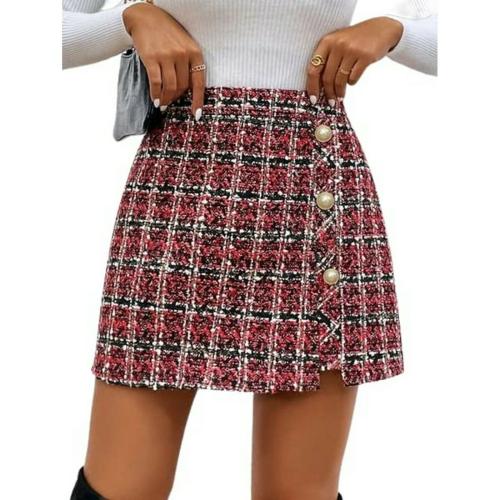 JINJIN FASHION Printed LETESTS Desing Skirt for Woman-RED-M