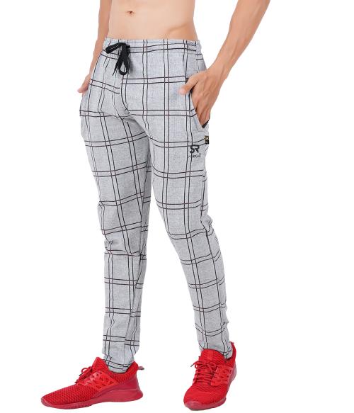 SANRIGHT Men's Cotton Two Line Checkered Pants