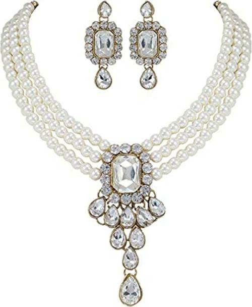Buy JewelShadi Zinc Jewellery Set (White) Online at Best Prices in