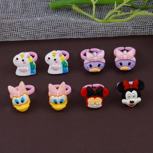 SILVER SHINE Cartoon Stylish Fancy Finger Rings Set for Pink Box 8 pcs Suitable for Kids baby Little Girl